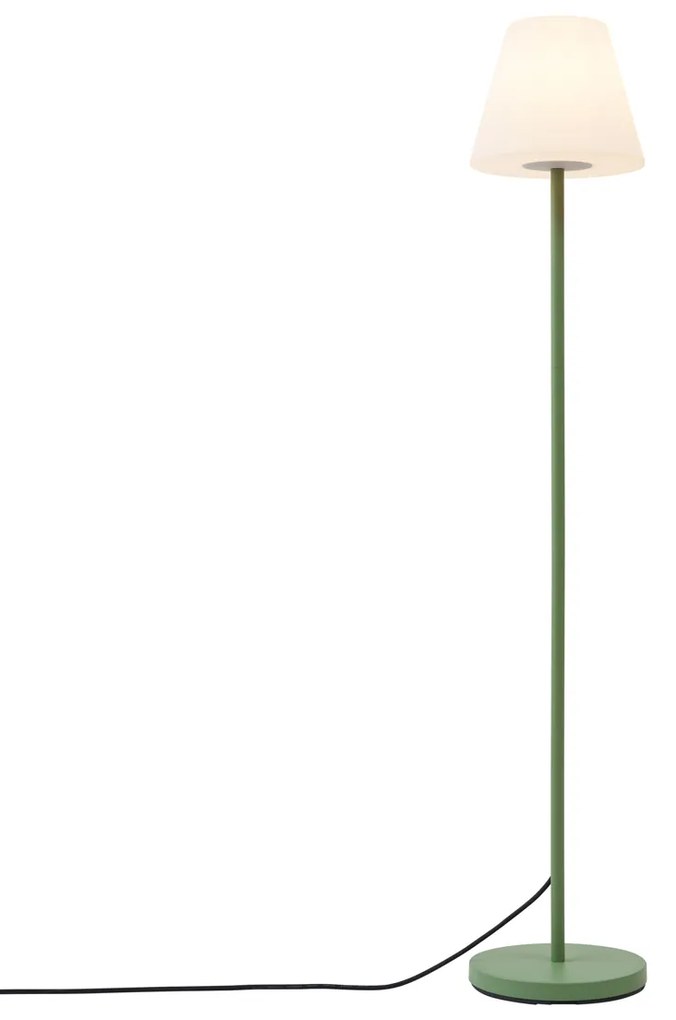 Candeeiro de pé para exterior verde com abajur branco IP65 - Virginia