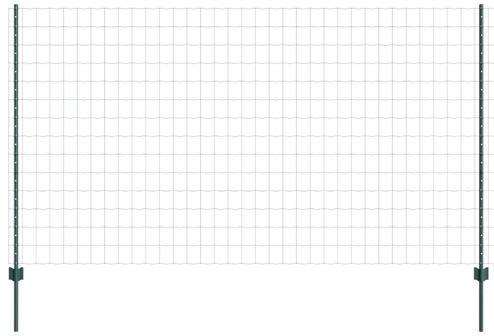 Cerca Euro com 5 Postes U Verde 1,4x10 m Aço