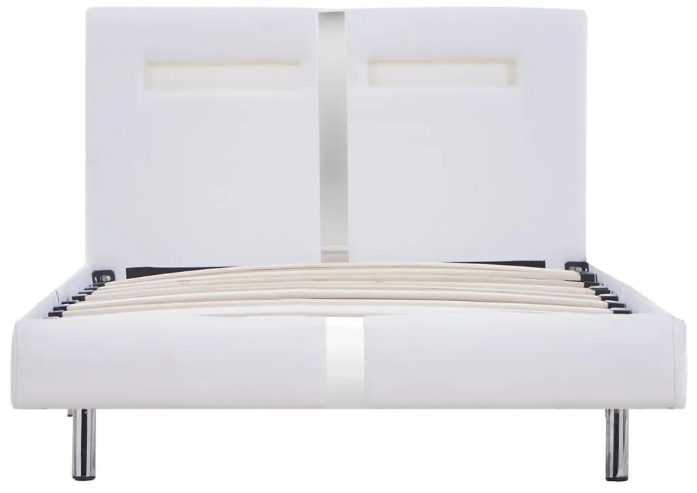 Estrutura de cama c/ LEDs 90x200 cm couro artificial branco