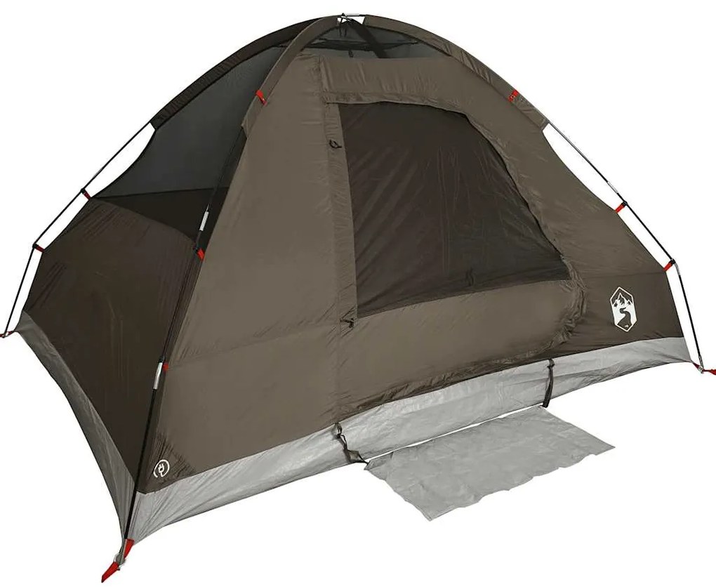 Tenda familiar em cúpula para 6 pessoas impermeável castanho