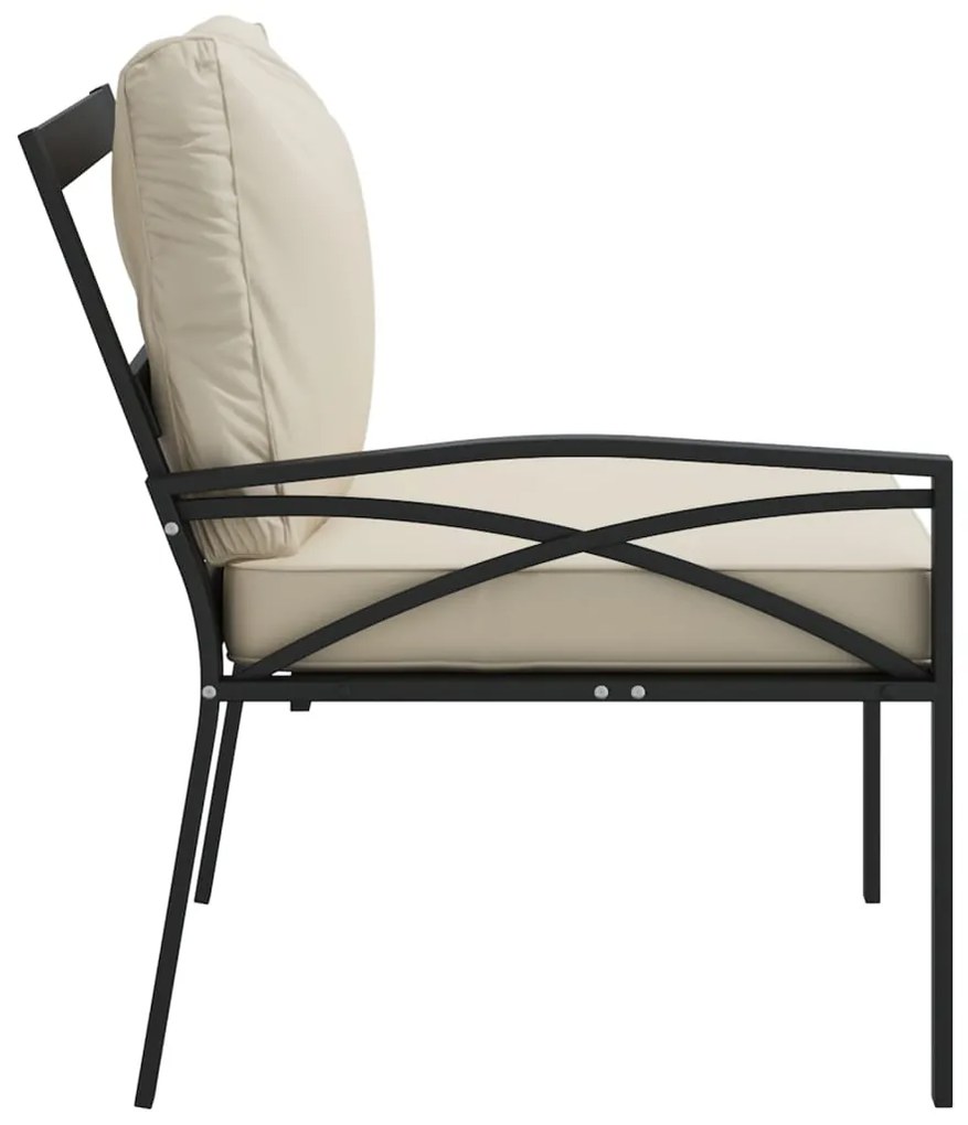 Cadeiras de jardim c/ almofadões cor areia 2 pcs 62x75x79cm aço