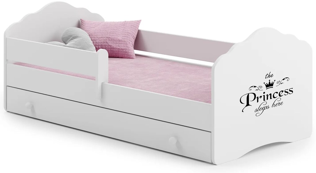 Cama infantil ilustração princesa FALA branca 160x80 com gaveta - colchão e estrado incluído