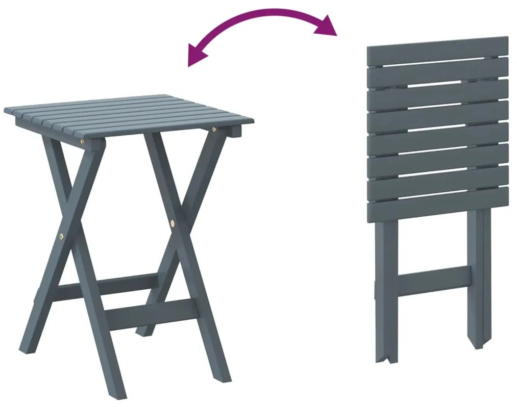 Mesa de apoio dobrável madeira de álamo maciça cinzento