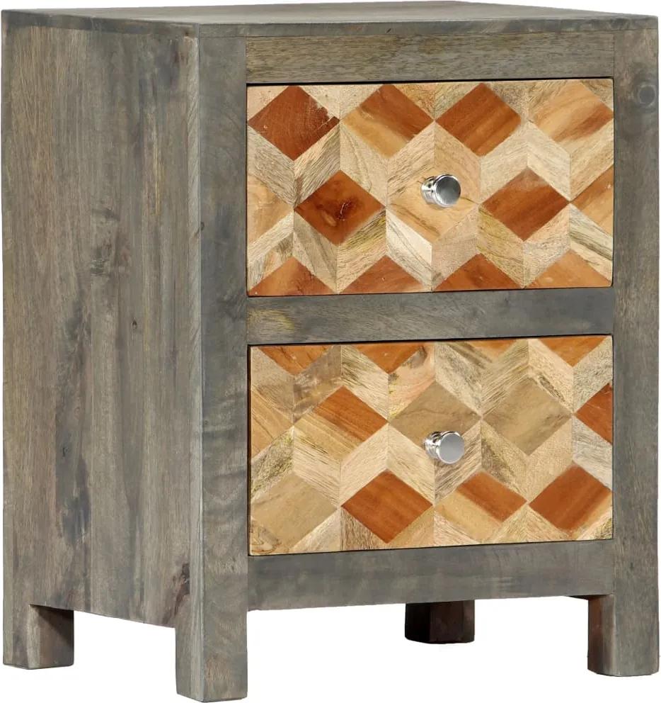 Mesa de cabeceira 40x30x50cm madeira mangueira maciça cinzento