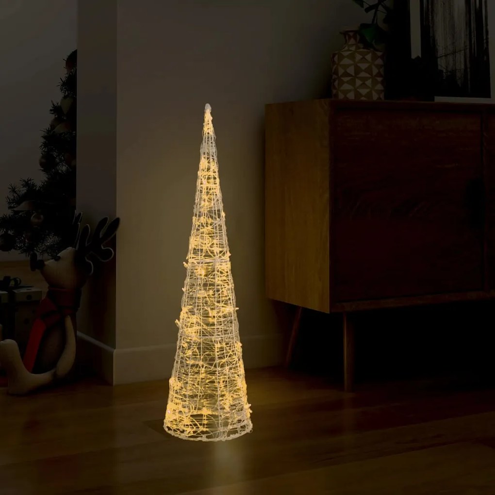 329801 vidaXL Pirâmide iluminação decorat. LEDs acrílico 90 cm branco quente