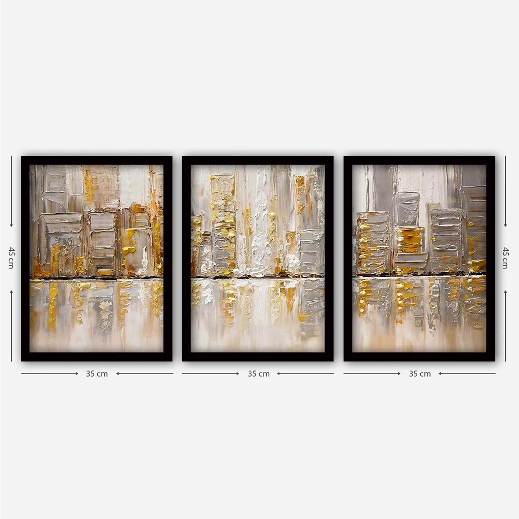 Pintura Decorativa em Moldura 3SC184 – Multicolor – 35 x 45 cm (3 Peça