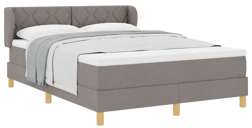 Cama Box Spring vidaXL com Colchão - Taupe, 140x200 cm, Tecido