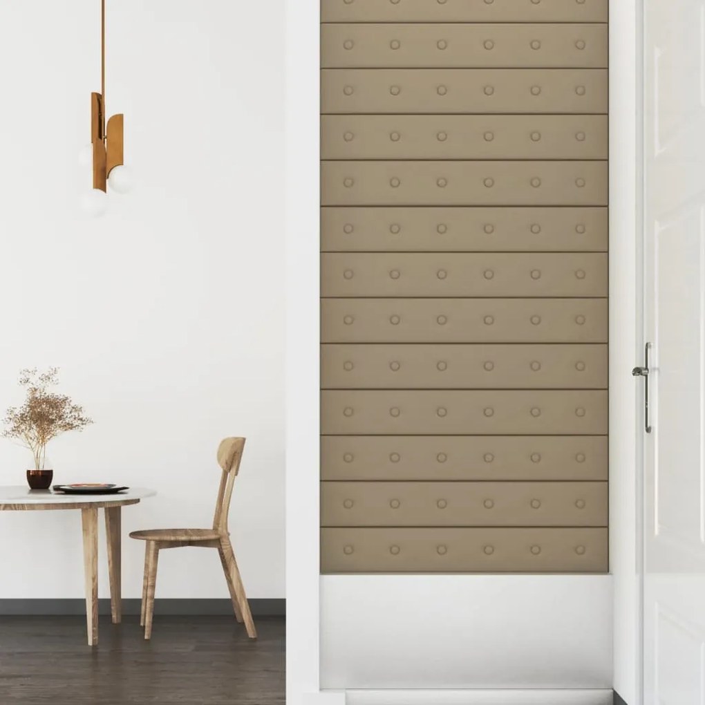 Painel parede 12pcs 90x15 cm couro artificial 1,62m² cappuccino