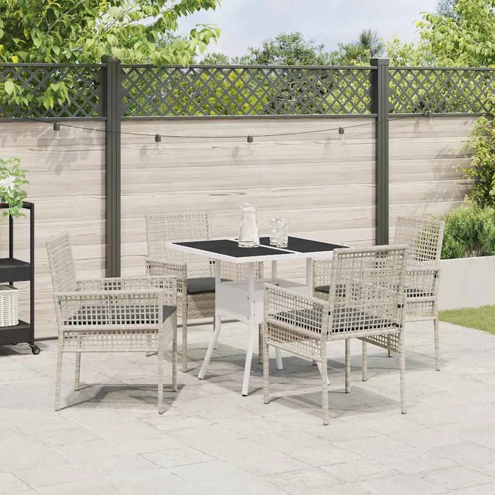 Conjunto de Jantar de 5 Peças Cinza Claro Rattan