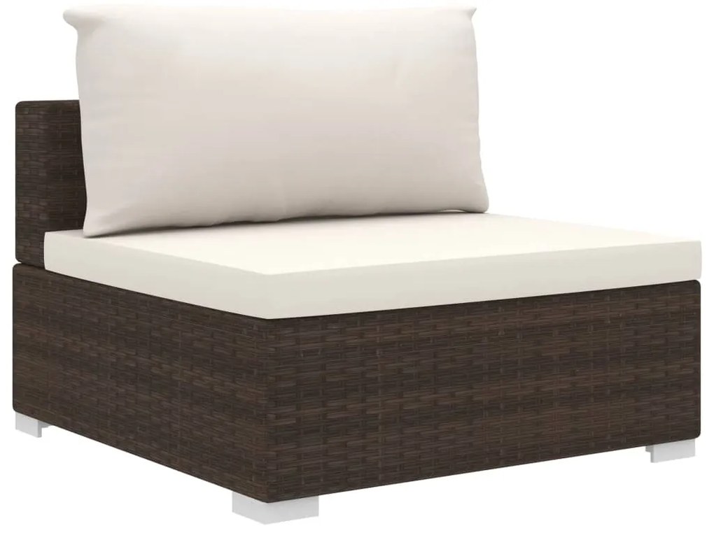 8 pcs conjunto lounge jardim c/ almofadões vime PE castanho
