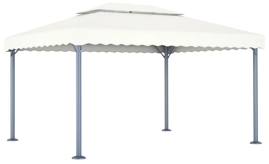 Gazebo com cordões de luzes LED 400x300 cm alumínio cor creme