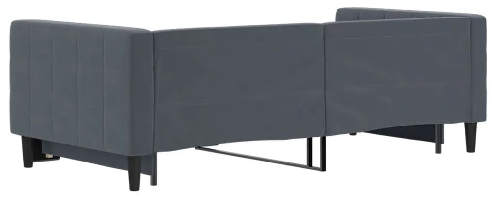 Sofá-cama com gavetão 90x190 cm veludo cinzento-escuro