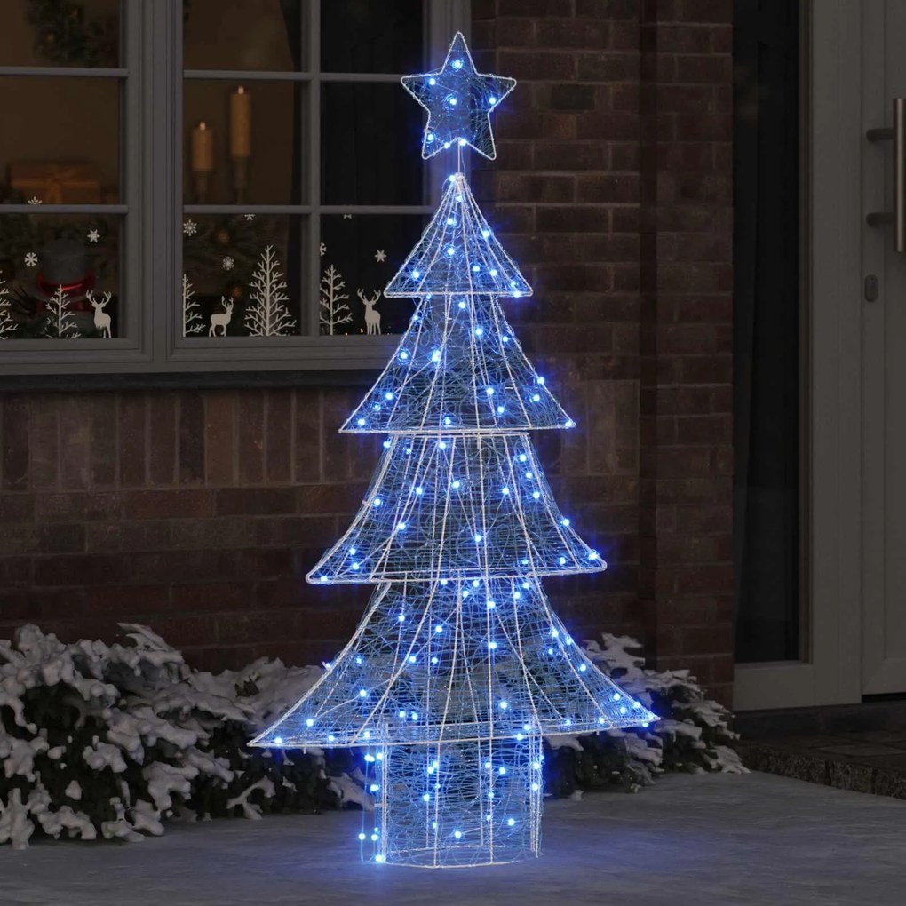vidaXL Árvore de Natal com 160 LEDs Azul 150 cm Acrílo