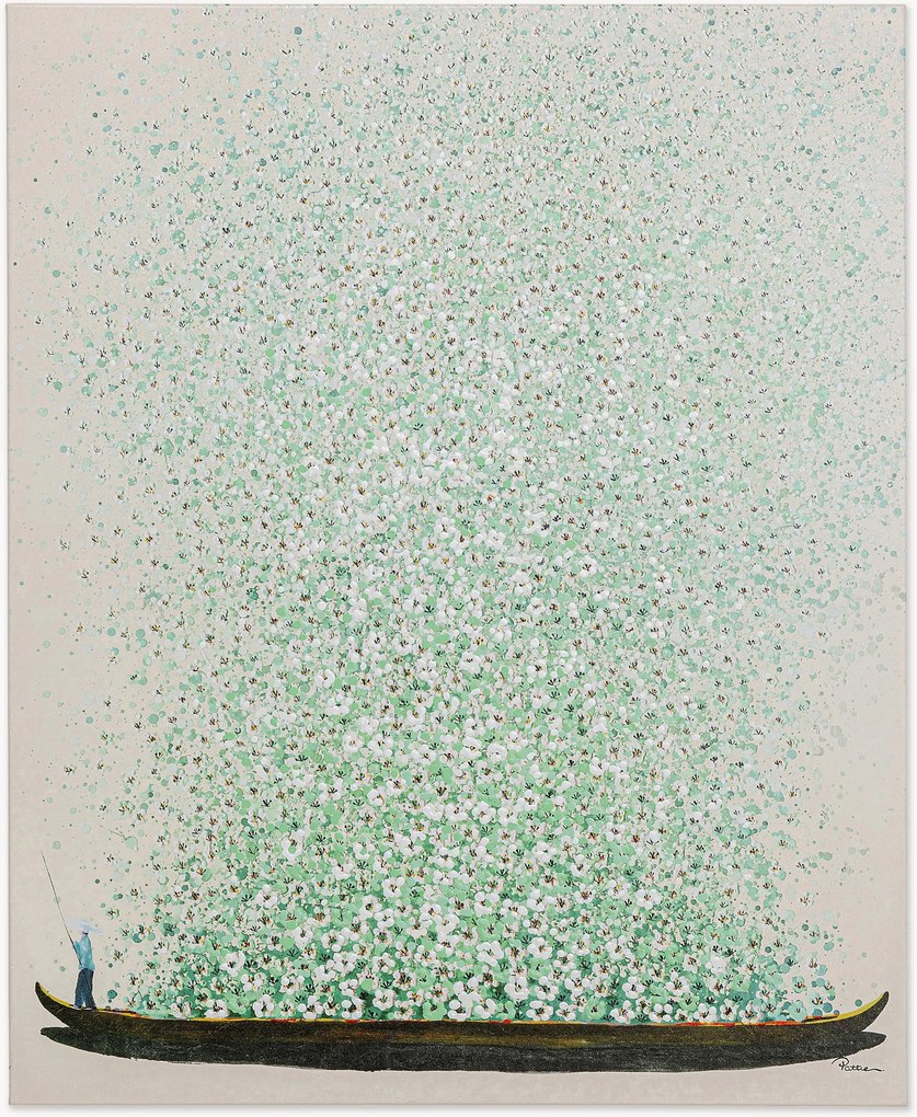 Impressão em tela pintada à mão Flower Boat