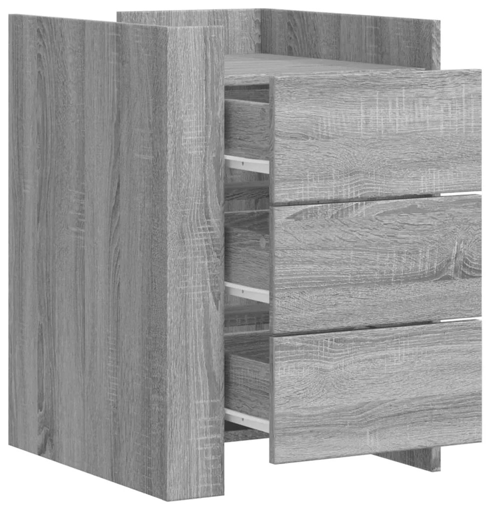 Mesa cabeceira 45x50x65 cm derivados de madeira cinzento sonoma