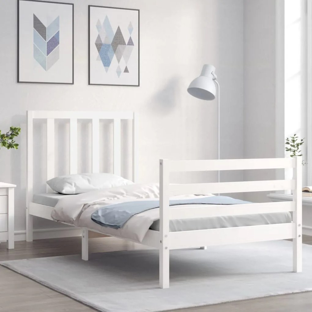 vidaXL Cama sem colchão 90x200 cm madeira de pinho maciça branco