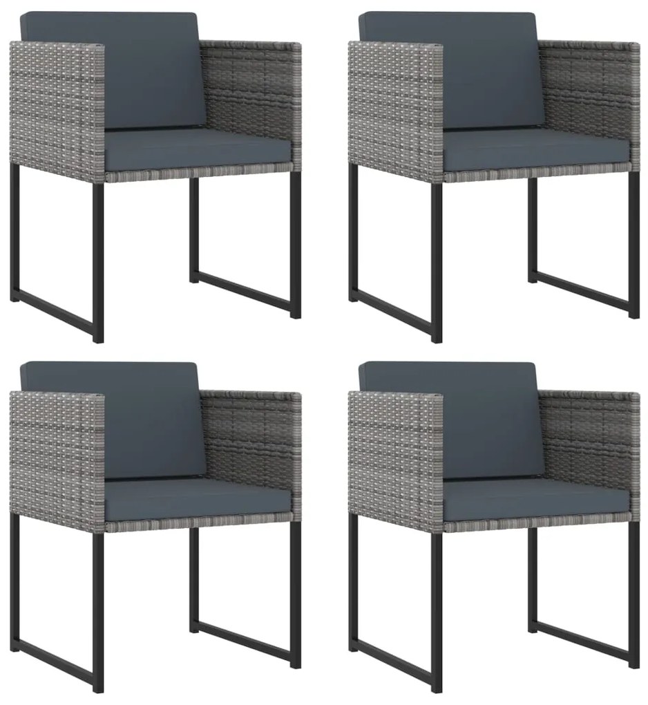 9 pcs conjunto jantar p/ jardim c/ almofadões vime PE cinzento