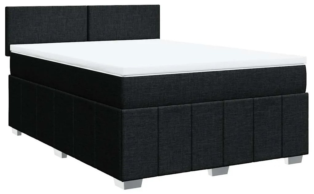 Cama com molas/colchão 140x200 cm tecido preto