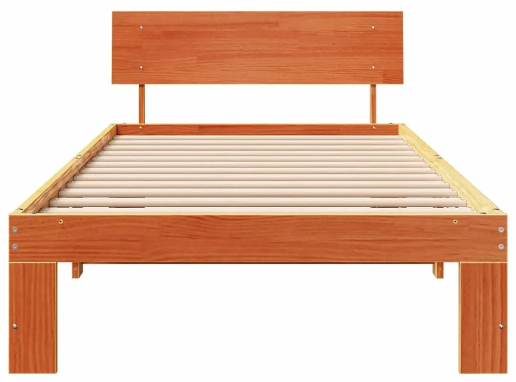 Estrado de Cama com Cabeceira Castanho 90x190 cm Madeira de Pinho Sóli