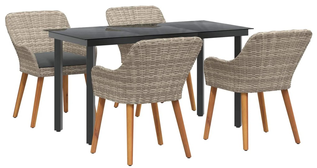 vidaXL Conjunto de Jantar para Jardim 5 pcs Cinzento-claro vime PE