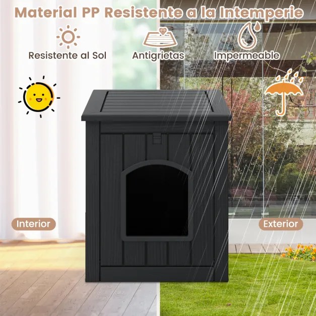 Móvel Caixa Areia para gatos interior e exterior 60 x 47 x 54,5 cm com recinto para caixa de areia (NÃO INCLUIDA), porta frontal rebatível Preta