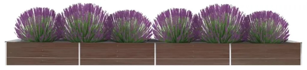 Canteiro elevado de jardim aço galvanizado 600x80x45cm castanho