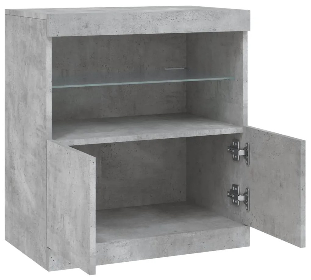Aparador com luzes LED 60x37x67 cm cinzento cimento