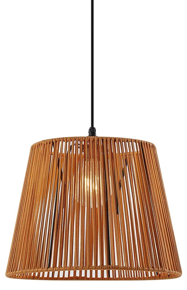 Candeeiro suspenso de exterior preto com abajur de corda laranja IP44 - Cava Jayla