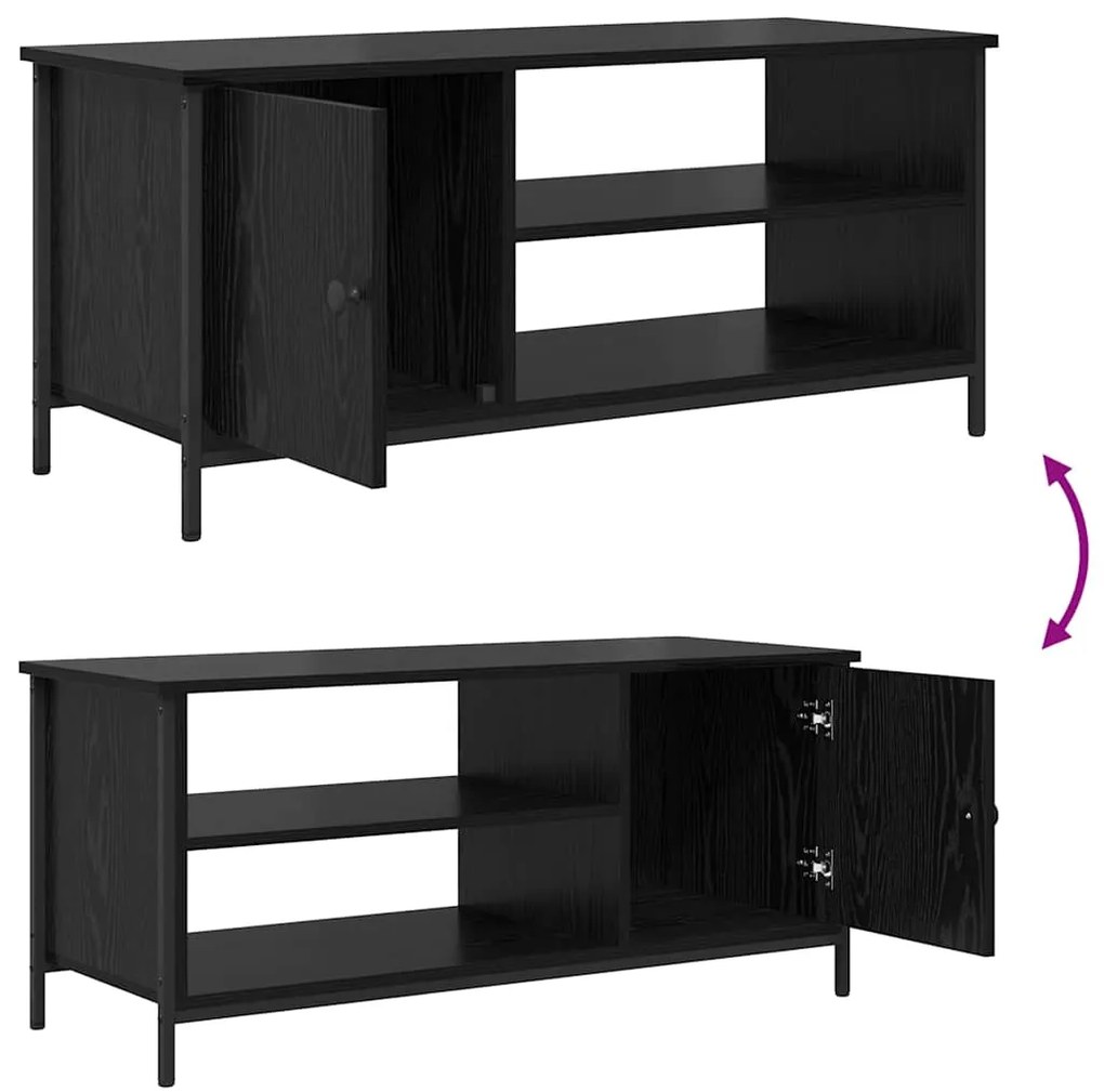 Gabinete para TV com prateleira Carvalho preto 100 x 40 x 45 cm