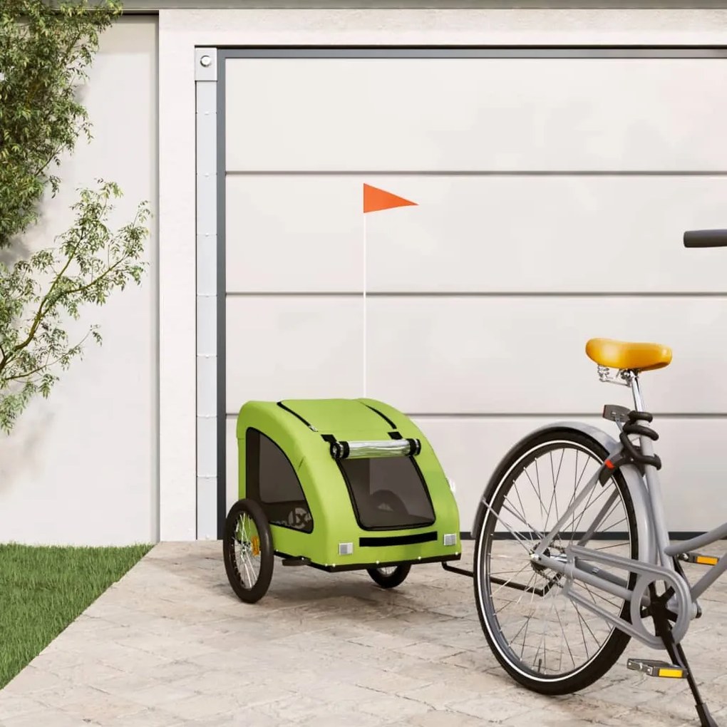 vidaXL Reboque de bicicleta p/ animais tecido oxford/ferro verde
