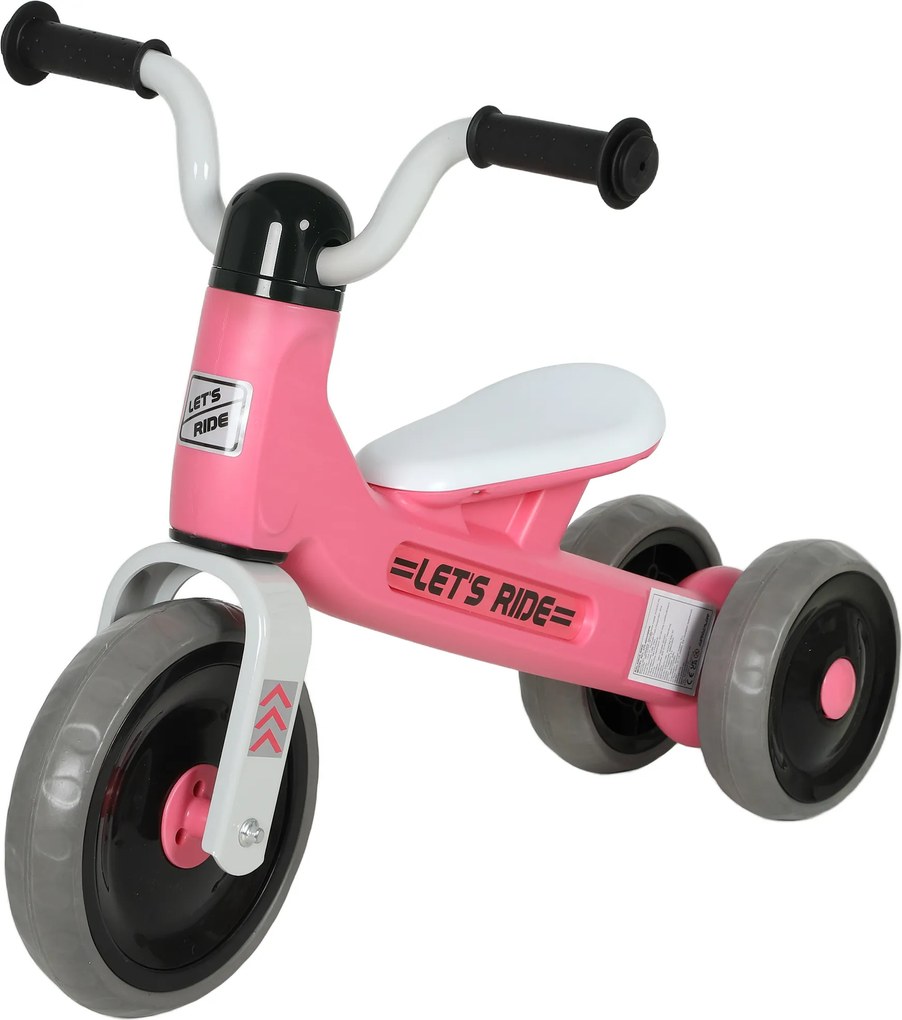 AIYAPLAY Bicicleta sem Pedais para Crianças dos 12 aos 36 Meses Bicicleta de Equilíbrio com Guiadores com Rotação Limitada a 60° 69x40x49 cm Rosa | Aosom Portugal