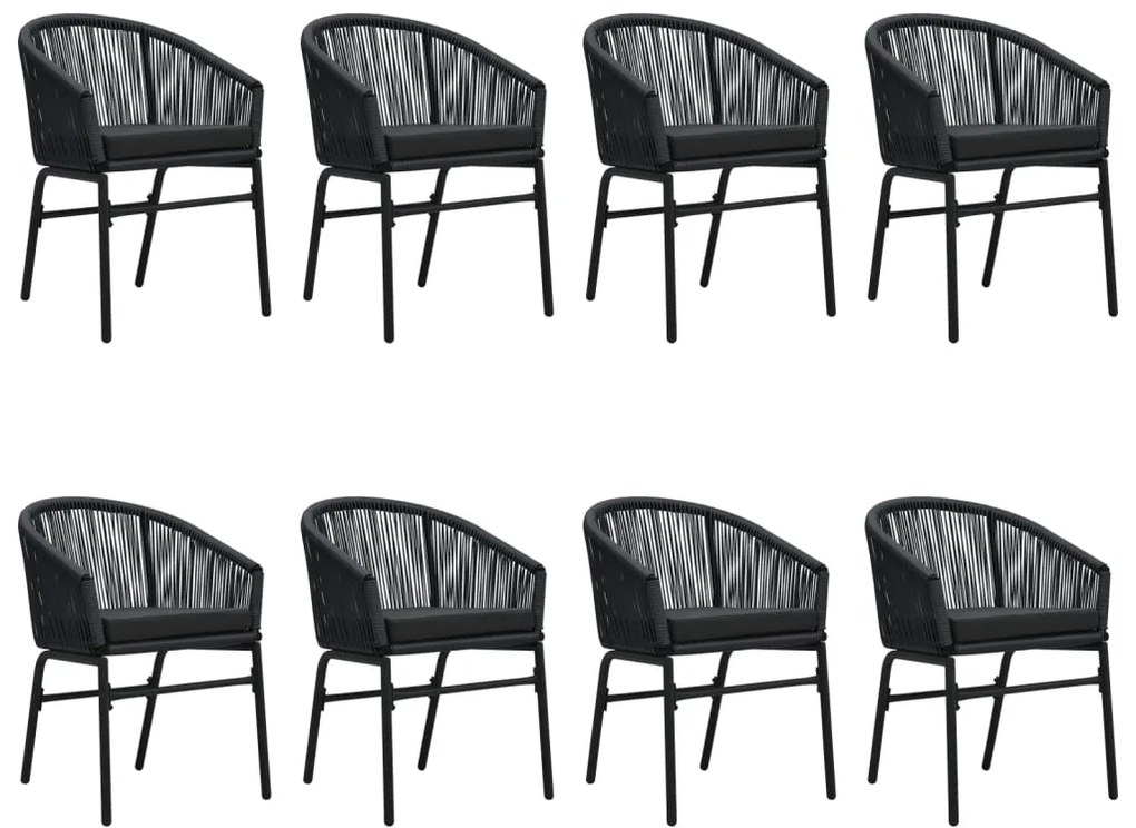 9 pcs conjunto de jantar para jardim preto