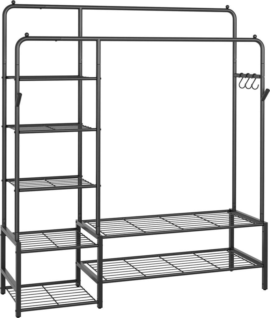 Guarda roupa aberto 45 x 115,8 x 172,8 cm, armário aberto, com 7 prateleiras preto