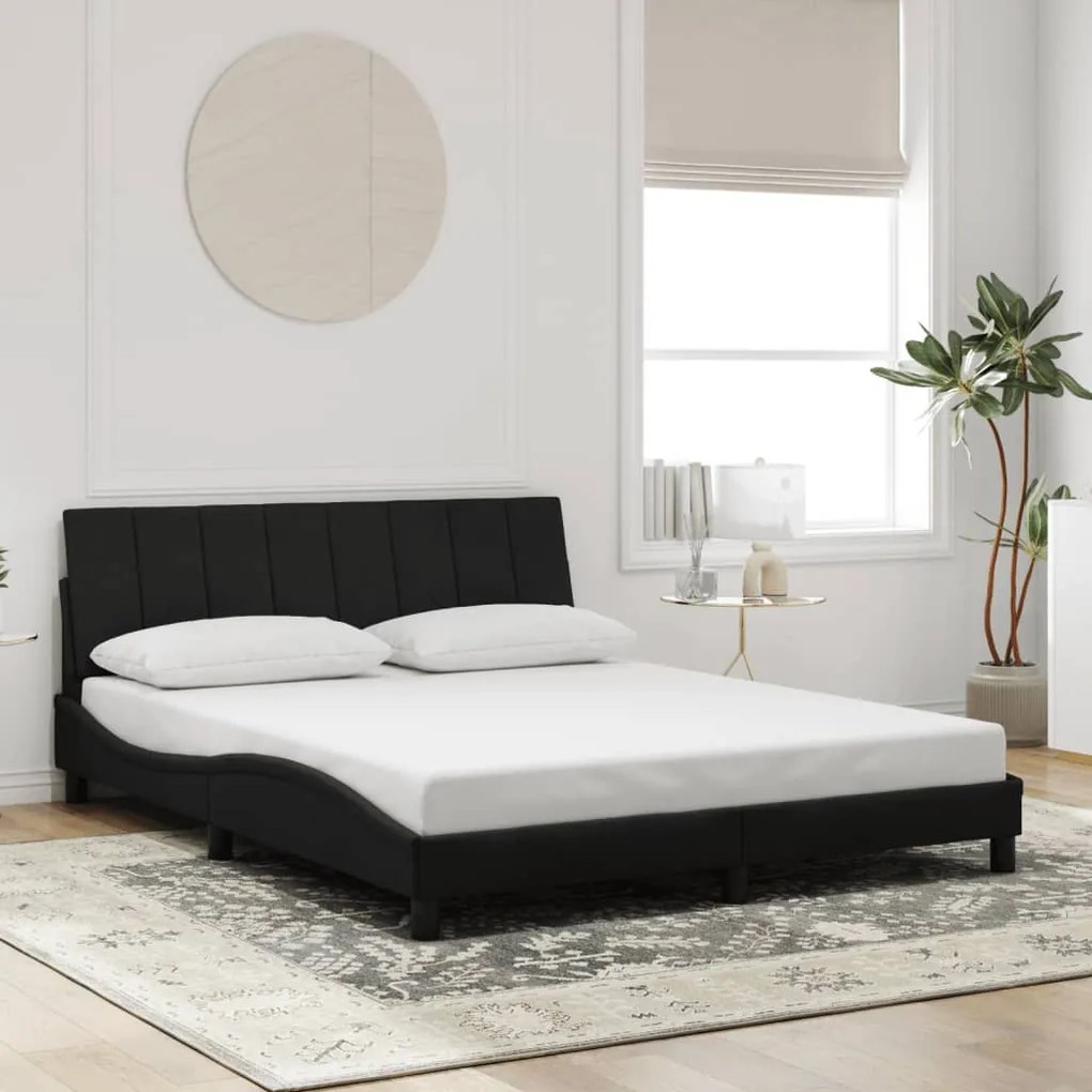 Estrutura de cama c/ luzes LED 160x200 cm veludo preto