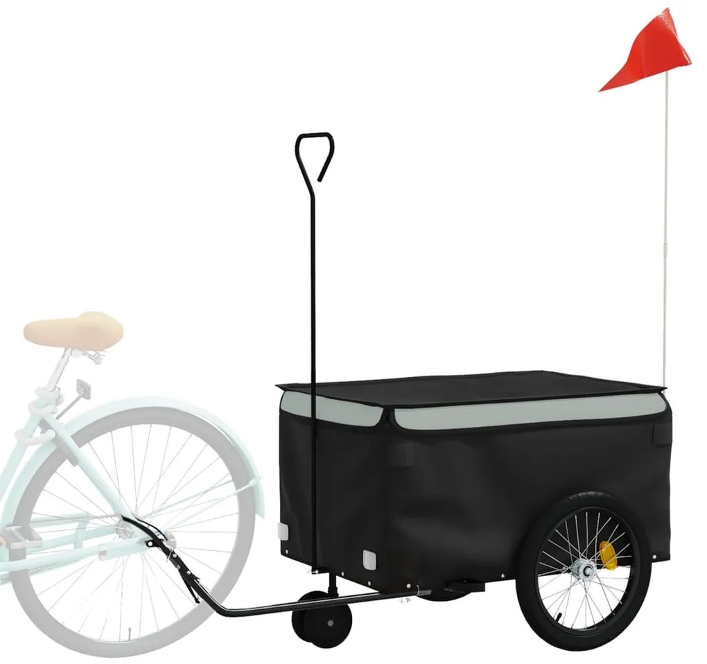Reboque para bicicleta 30 kg ferro preto e cinza