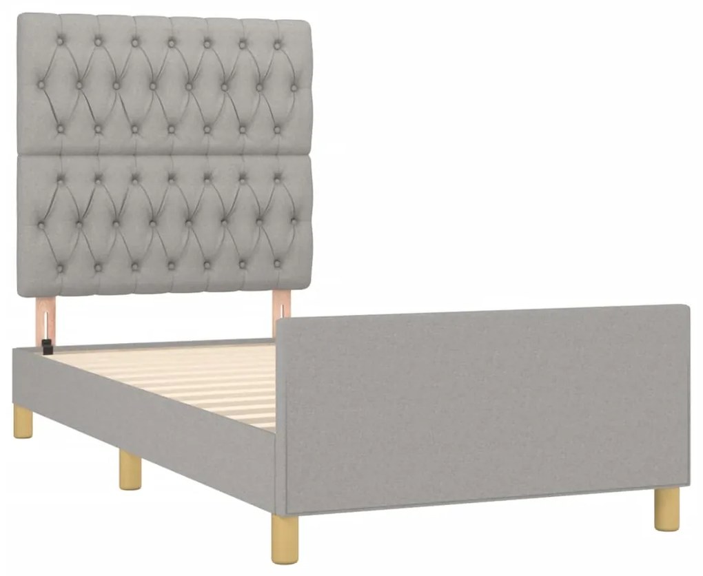 Estrutura de cama sem colchão 100x200 cm tecido cinzento-claro