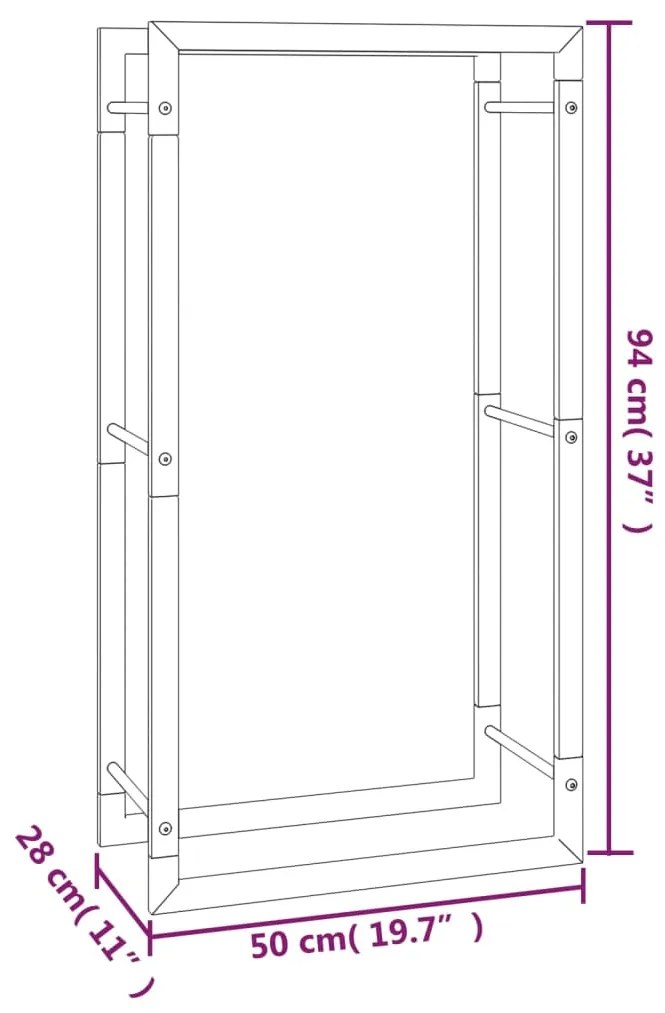 Suporte para lenha 50x28x94 cm aço preto mate