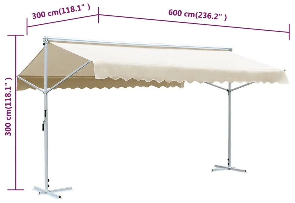 Toldo de pé 600x300 cm creme