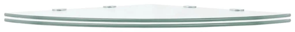 Prateleiras canto 2 pcs suportes cromados 45x45cm vidro transp.