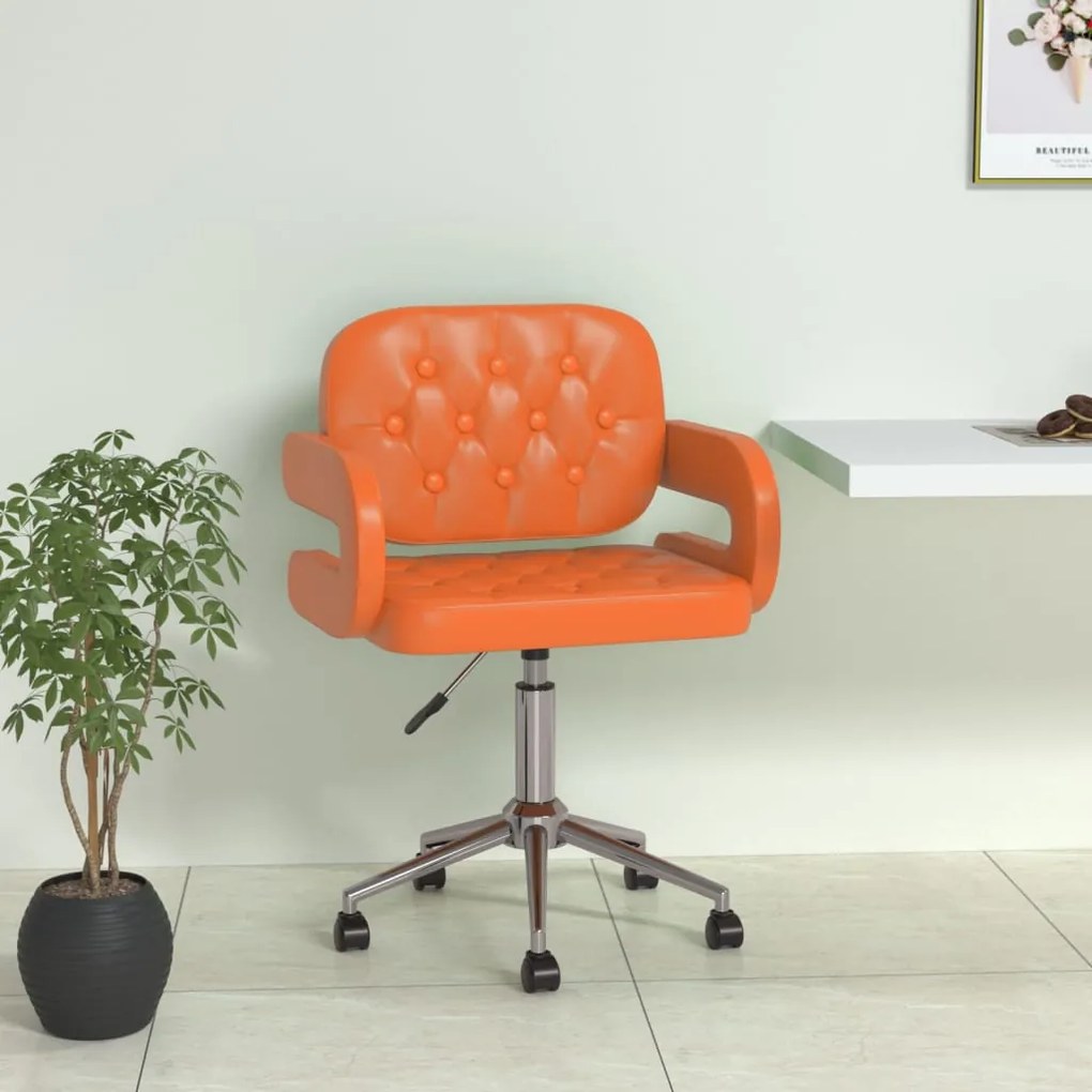 vidaXL Cadeira de jantar giratória couro artificial laranja