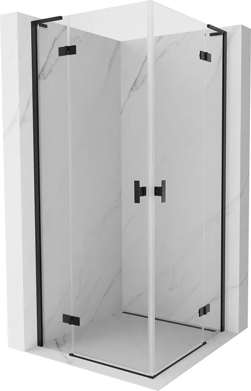 Mexen Mist-H L Duo cabine de duche com porta de abrir 90 x 90 cm, transparente, preta - 8A5L-090L-090P-70-00