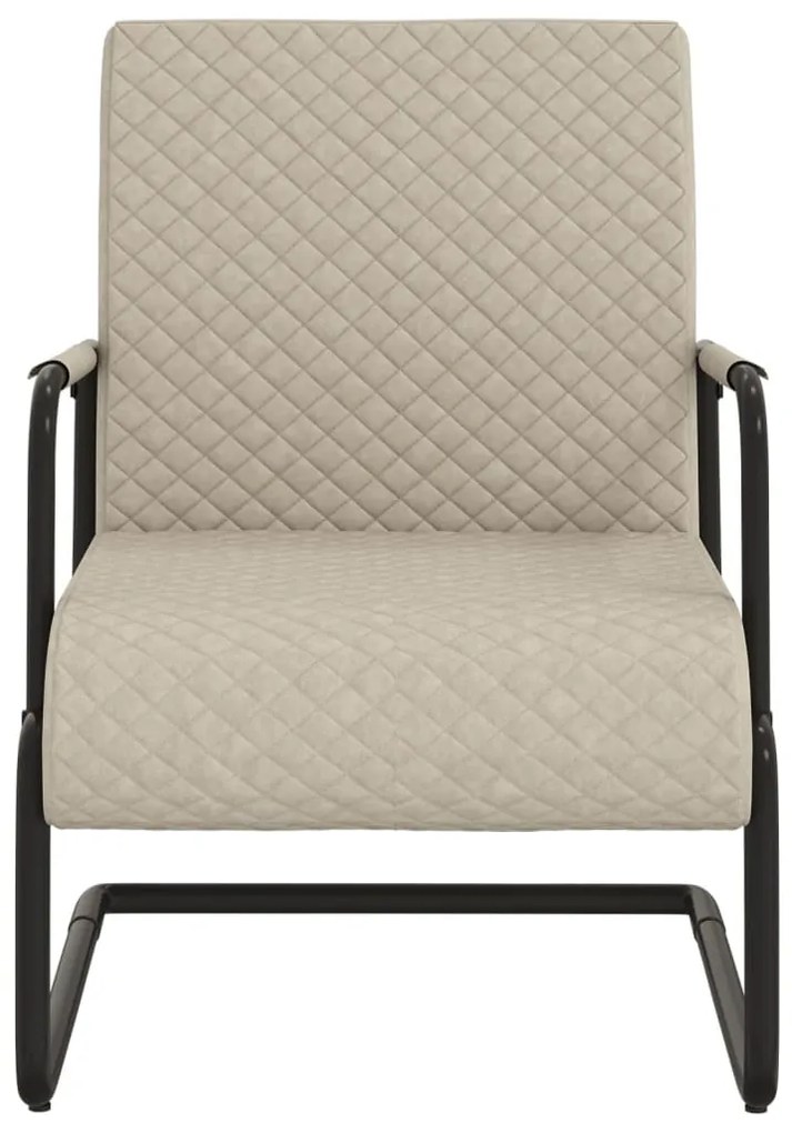 Cadeira cantilever em couro artificial cinzento-claro