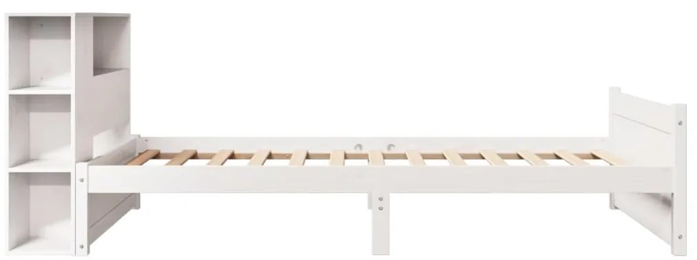 Cama com estante sem colchão 100x200 cm pinho maciço branco