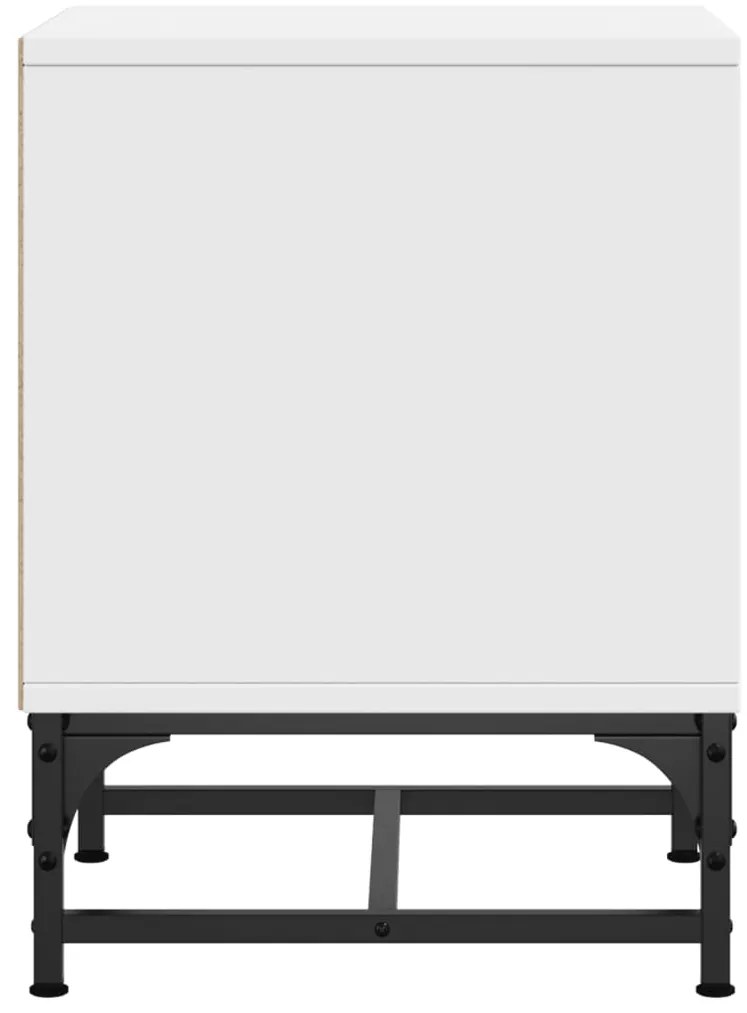 Mesas de cabeceira c/ portas de vidro 2 pcs 35x37x50 cm branco