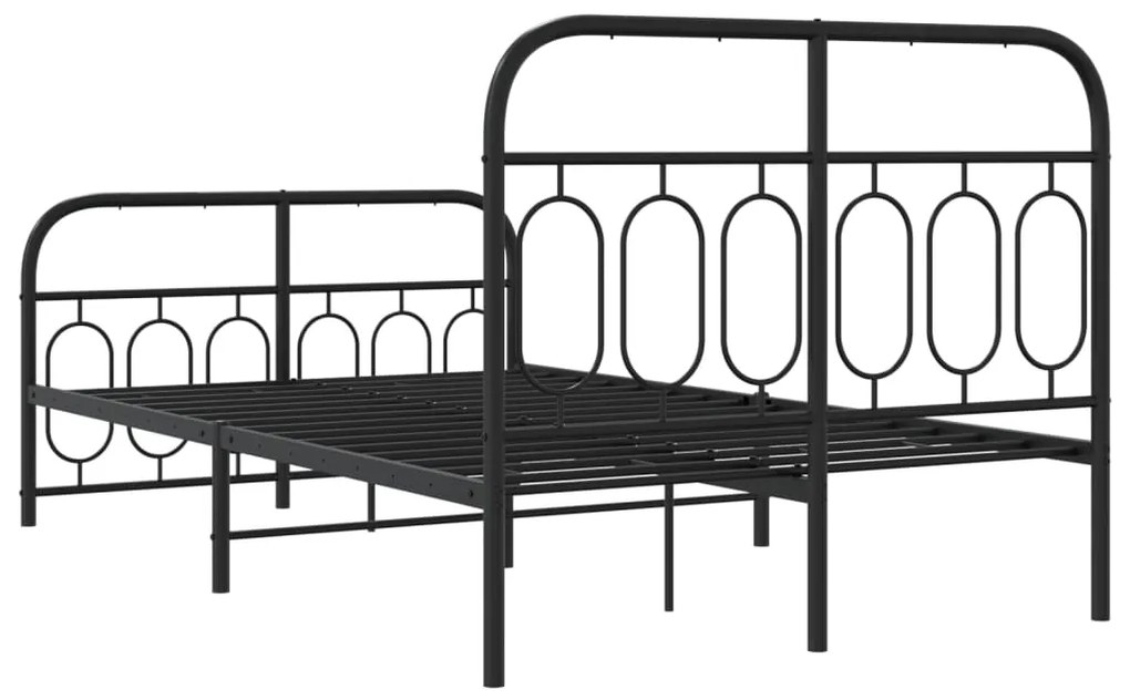 Estrutura de cama com cabeceira e pés 120x190 cm metal preto