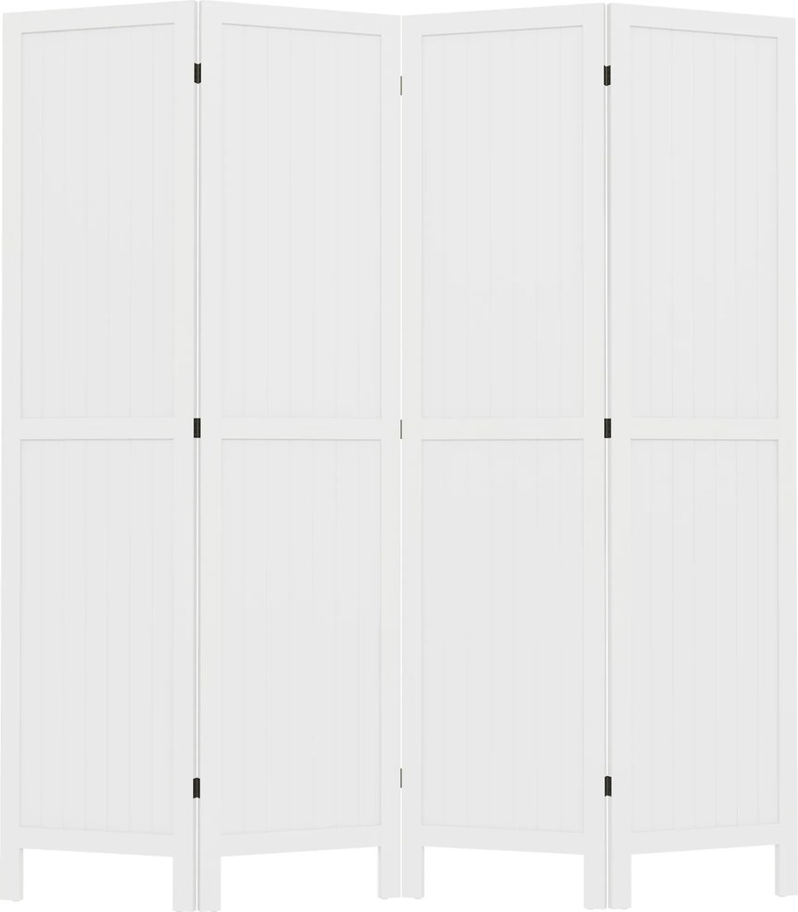 Biombo de madeira para divisão de espaços 160 x 170 cm, divisória interior dobrável, 4 painéis de madeira, branco