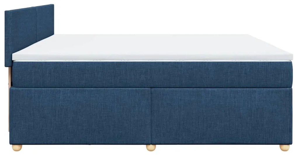 Cama com molas/colchão 200x200 cm tecido azul