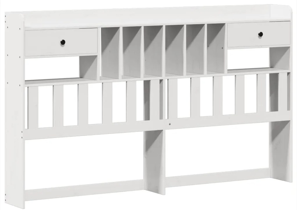 Cama com estante sem colchão 200x200 cm pinho maciço branco