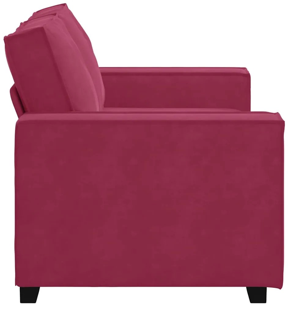 Sofá de 2 lugares veludo 120 cm vermelho tinto