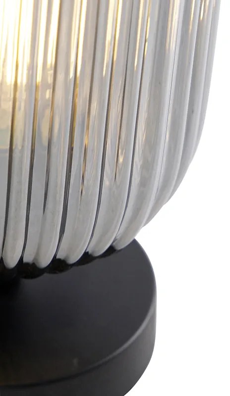 Candeeiro de mesa Art Deco preto com vidro fumê - Banci Art Deco